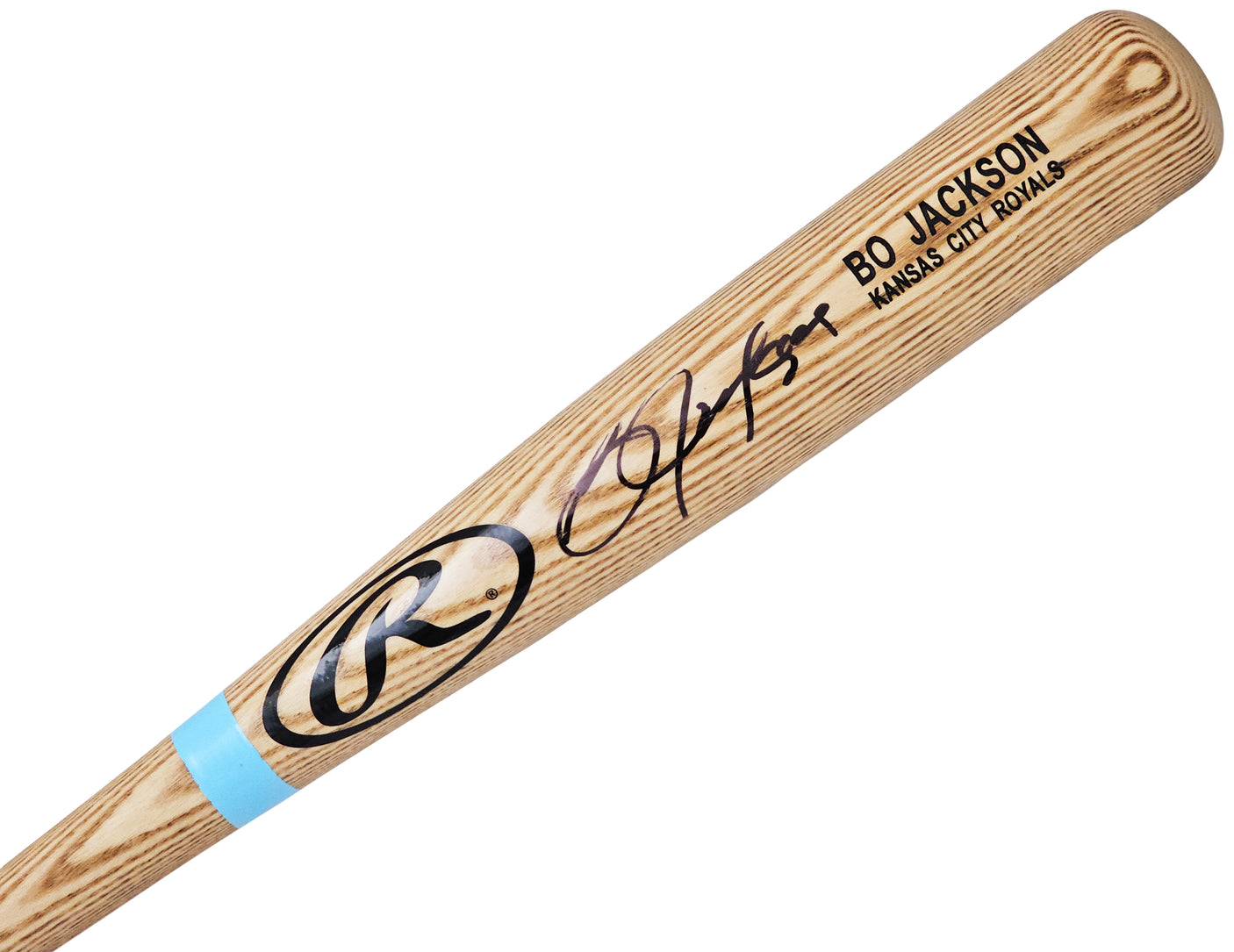 Bo Jackson Autographed Natural Rawlings Player Model Bat Kansas City Royals Beckett BAS Witness Stock #218035