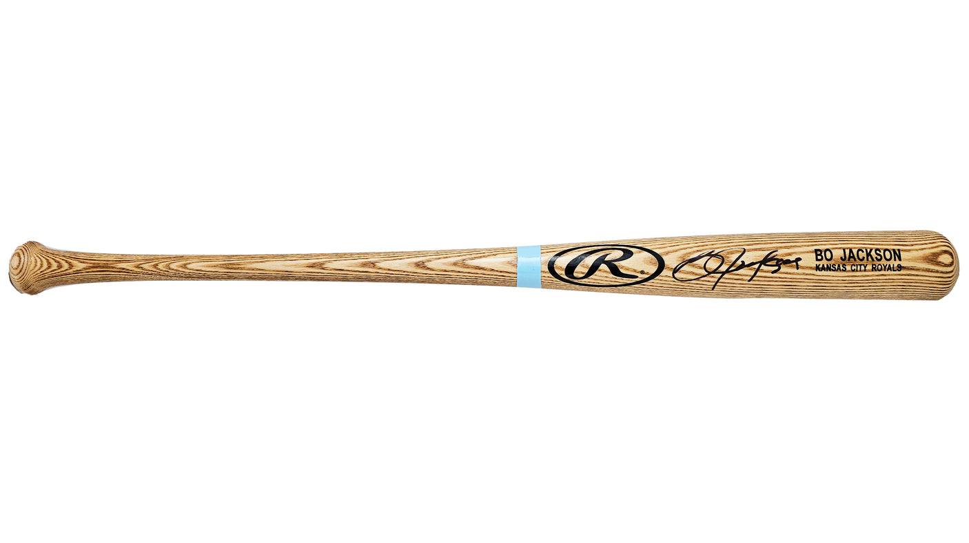 Bo Jackson Autographed Natural Rawlings Player Model Bat Kansas City Royals Beckett BAS Witness Stock #218035