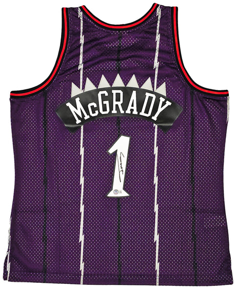 Toronto Raptors Tracy McGrady Autographed Purple Authentic Mitchell & Ness 1998-99 HWC Swingman Jersey Size XL Beckett BAS Witness Stock #216977