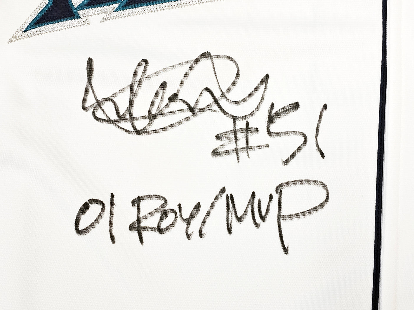 Seattle Mariners Ichiro Suzuki Autographed White Authentic Mitchell & Ness 2001 All Star Patch Jersey Size 44 "01 ROY/MVP" IS Holo Stock #217973