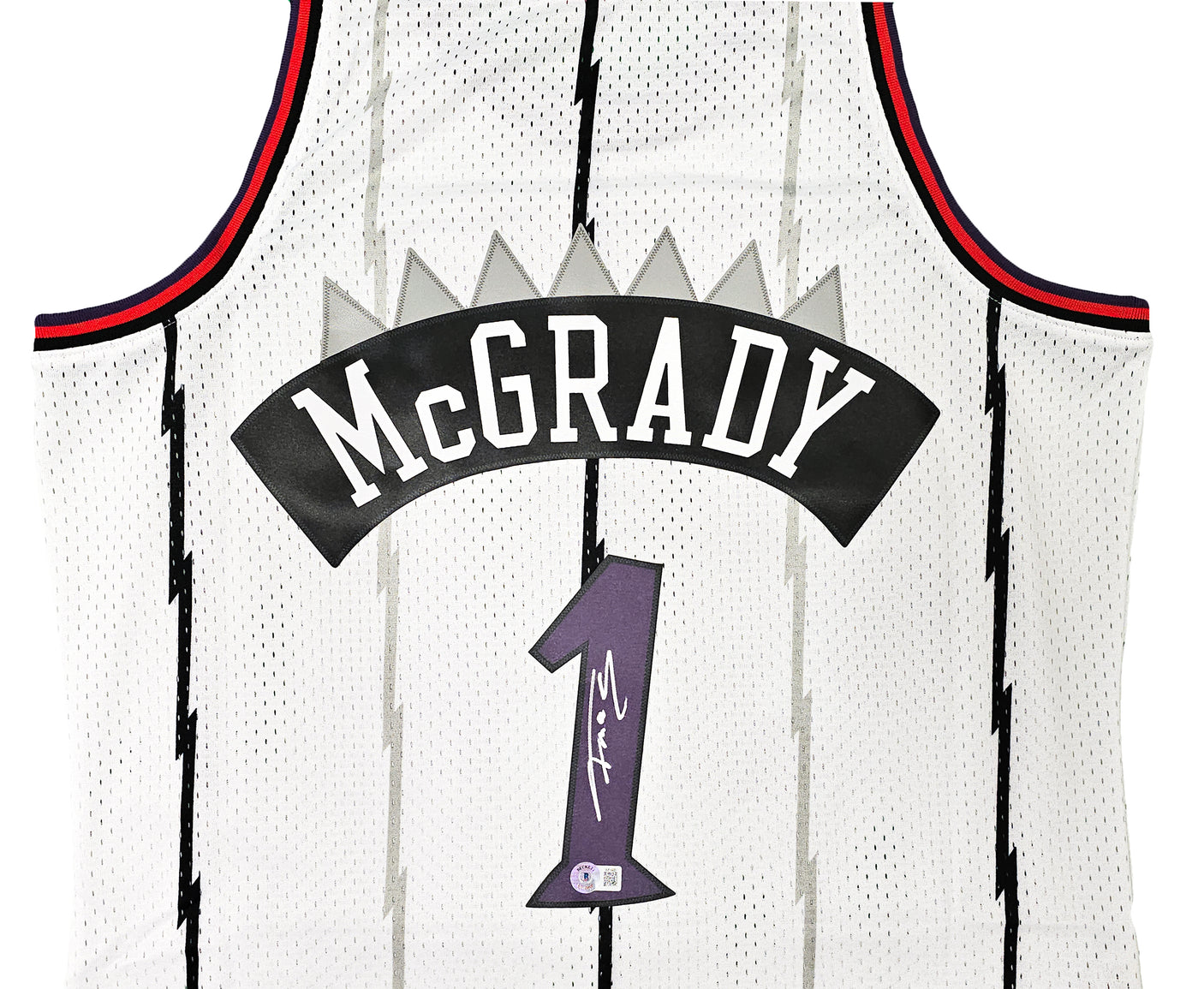 Toronto Raptors Tracy McGrady Autographed White Authentic Mitchell & Ness 1998-99 HWC Swingman Jersey Size L Beckett BAS Witness Stock #216975