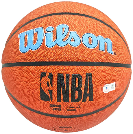 Ja Morant Autographed Composite Leather Memphis Grizzlies Logo Basketball Beckett BAS QR Stock #218618