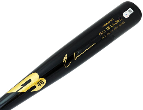 Elly De La Cruz Autographed Black B45 Player Model Bat Cincinnati Reds Beckett BAS Witness Stock #218705