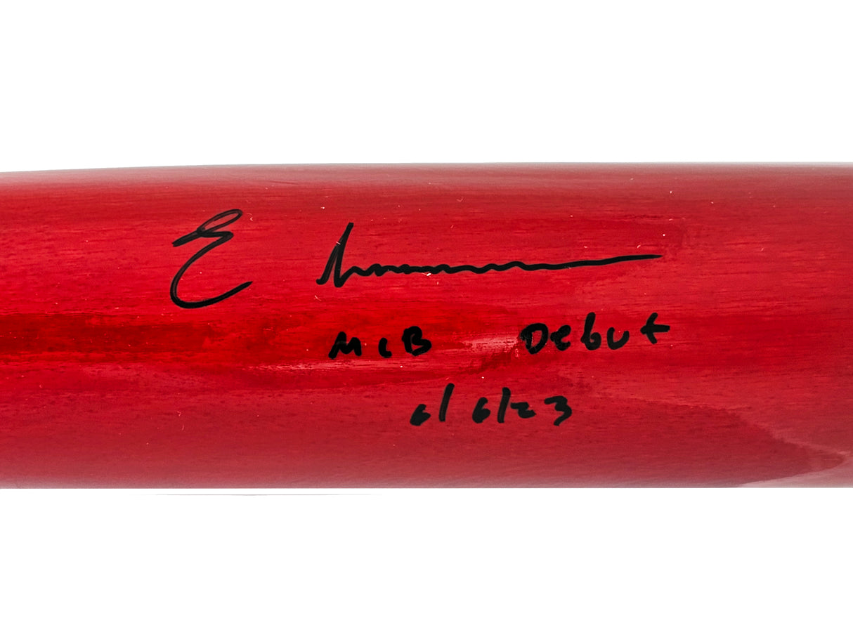 Elly De La Cruz Autographed Red B45 Player Model Bat Cincinnati Reds "MLB Debut 6/6/23" Beckett BAS Witness Stock #218703