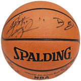 2002-03 St. Vincent-St. Mary Fighting Irish Multi Signed Autographed Basketball With 8 Total Signatures Including LeBron "King" James High School Signature PSA/DNA #AI01382