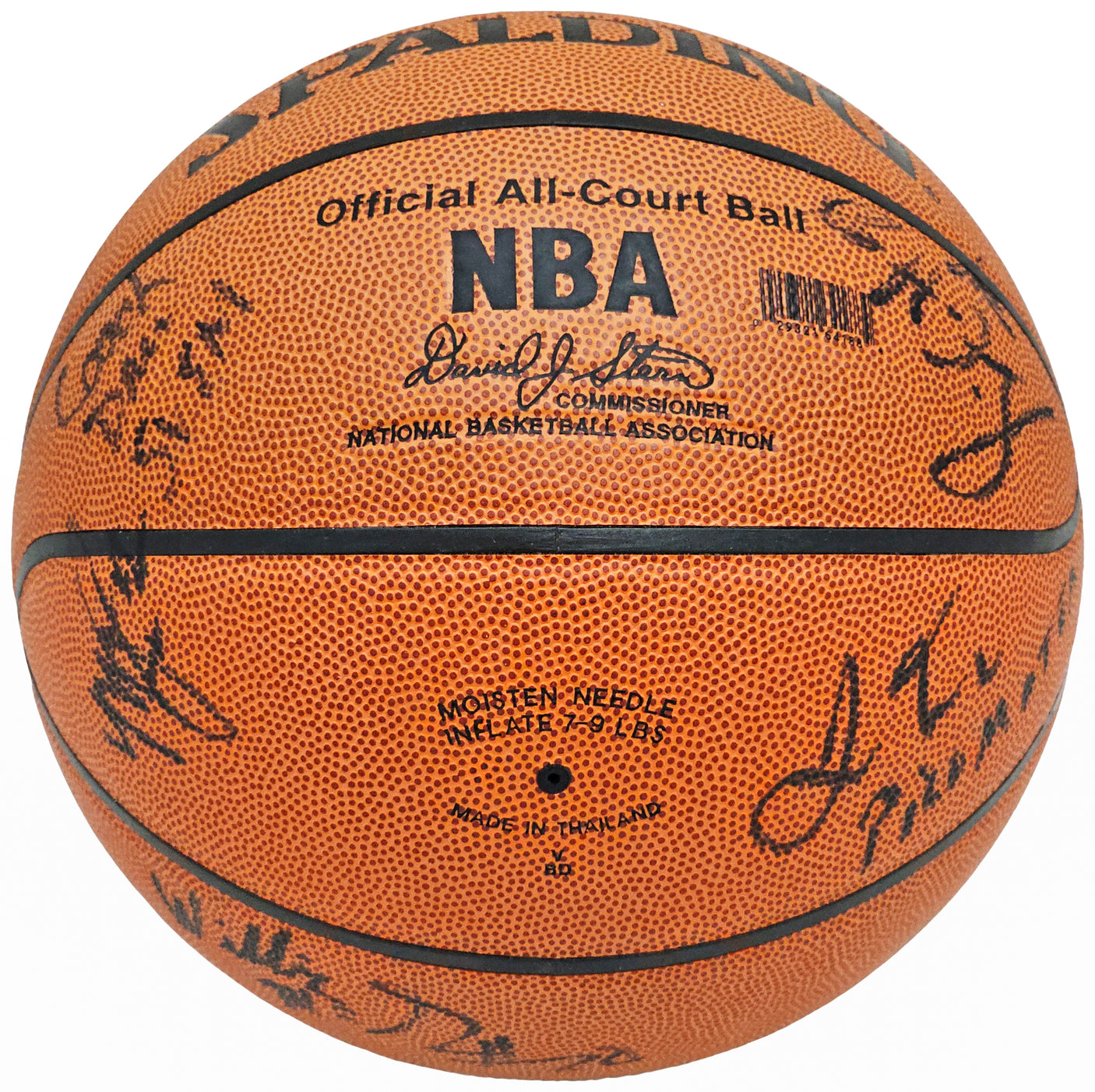 2002-03 St. Vincent-St. Mary Fighting Irish Multi Signed Autographed Basketball With 8 Total Signatures Including LeBron "King" James High School Signature PSA/DNA #AI01382