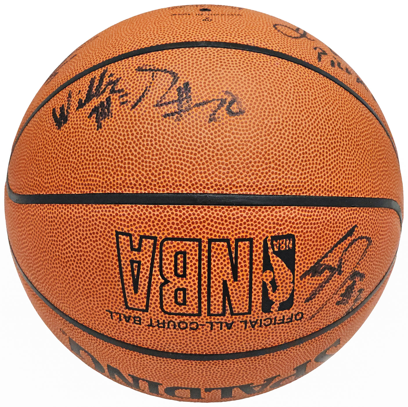 2002-03 St. Vincent-St. Mary Fighting Irish Multi Signed Autographed Basketball With 8 Total Signatures Including LeBron "King" James High School Signature PSA/DNA #AI01382