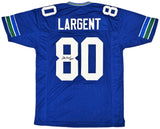 Seattle Seahawks Steve Largent Autographed Blue Jersey "HOF 95" MCS Holo Stock #112485