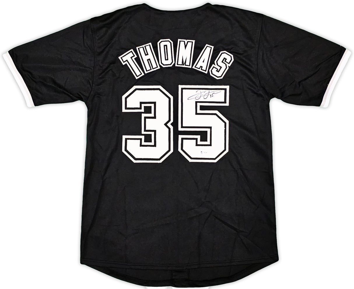 Chicago White Sox Frank Thomas Autographed Black Jersey Beckett BAS Stock #179029