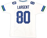 Seattle Seahawks Steve Largent Autographed White Jersey "HOF 95" MCS Holo Stock #112486