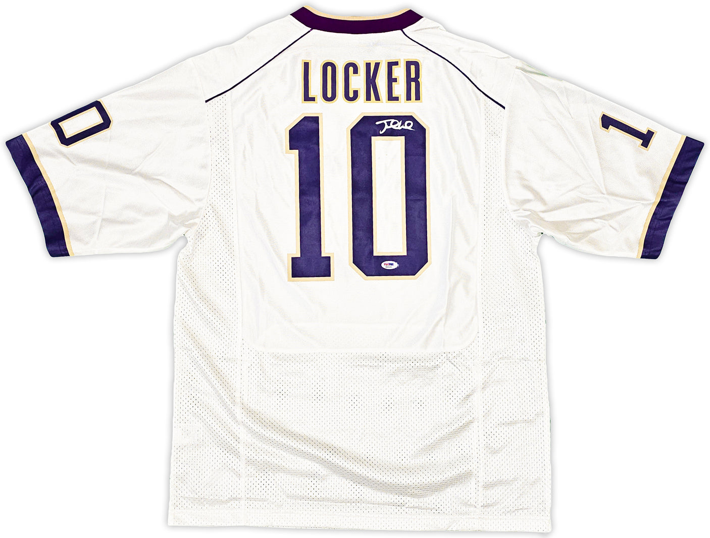 Washington Huskies Jake Locker Autographed White Nike Jersey Size L PSA/DNA RookieGraph Stock #16374