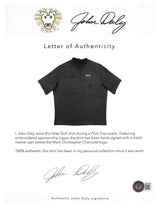 John Daly Signed Match Worn Dark Gray Nike Golf Quarter Zip Shirt BAS #BH00329