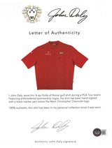 John Daly Authentic Signed Match Worn Red Quarter Zip Golf Shirt BAS #BH00332