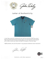 John Daly Authentic Signed Match Worn Teal Loudmouth Polo Shirt BAS #BH00357