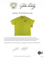 John Daly Signed Match Worn Yellow Adidas Climalite Polo Shirt BAS #BH00367