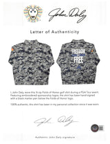John Daly Signed Match Worn Camo Folds of Honor Quarter Zip Shirt BAS #BH00337