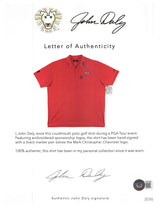 John Daly Signed Match Worn Pink FOH Loudmouth Polo Shirt BAS #JD36BH00342