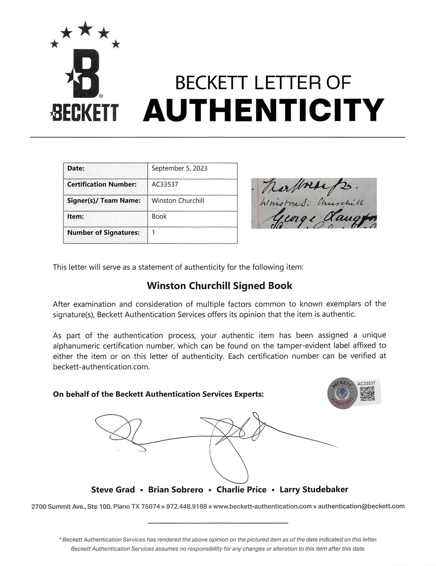 Winston Churchill Authentic Signed 7.75x 10 Visitors Register Book BAS #AC33537