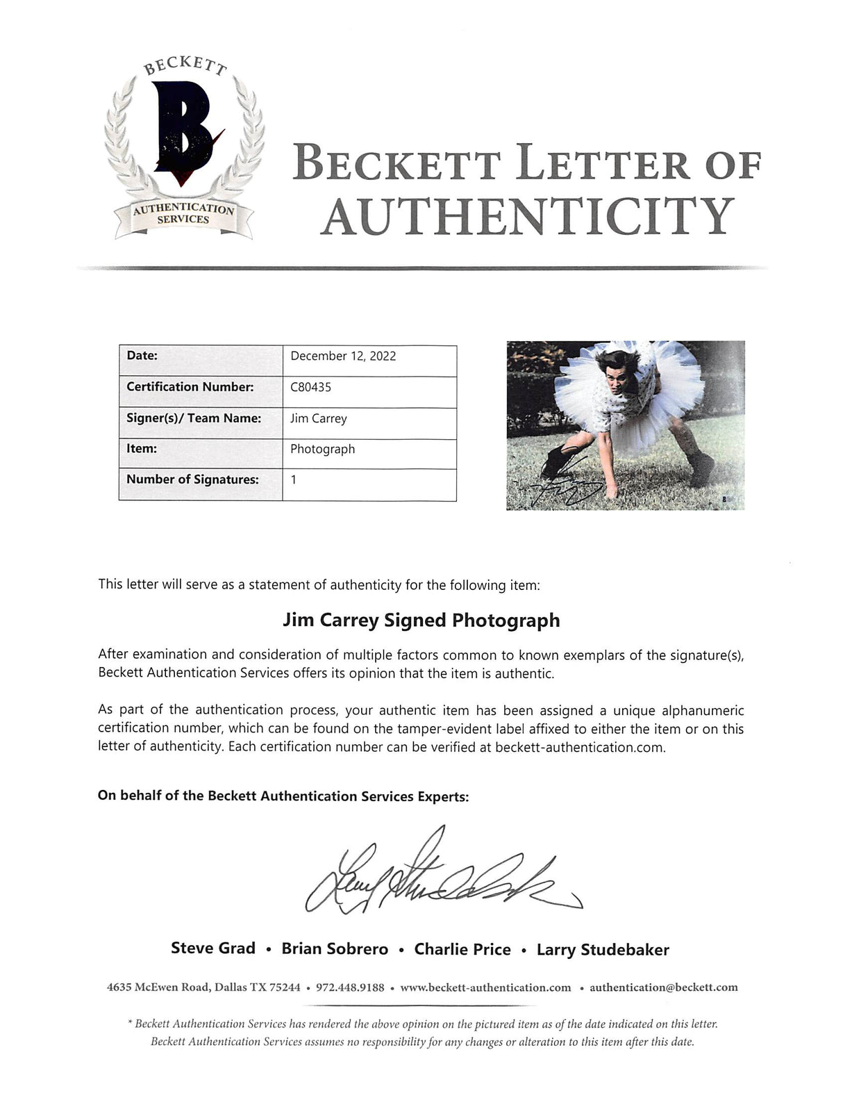 Jim Carrey Ace Ventura Pet Detective Authentic Signed 11x14 Photo BAS #C80435