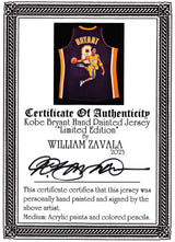 Lakers Kobe Bryant Signed William Zavala Hand Painted M&N Framed Jersey PSA