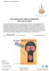 Paul McCartney Signed Spies Like Us Soundtrack 45RPM Single Album Cover BAS