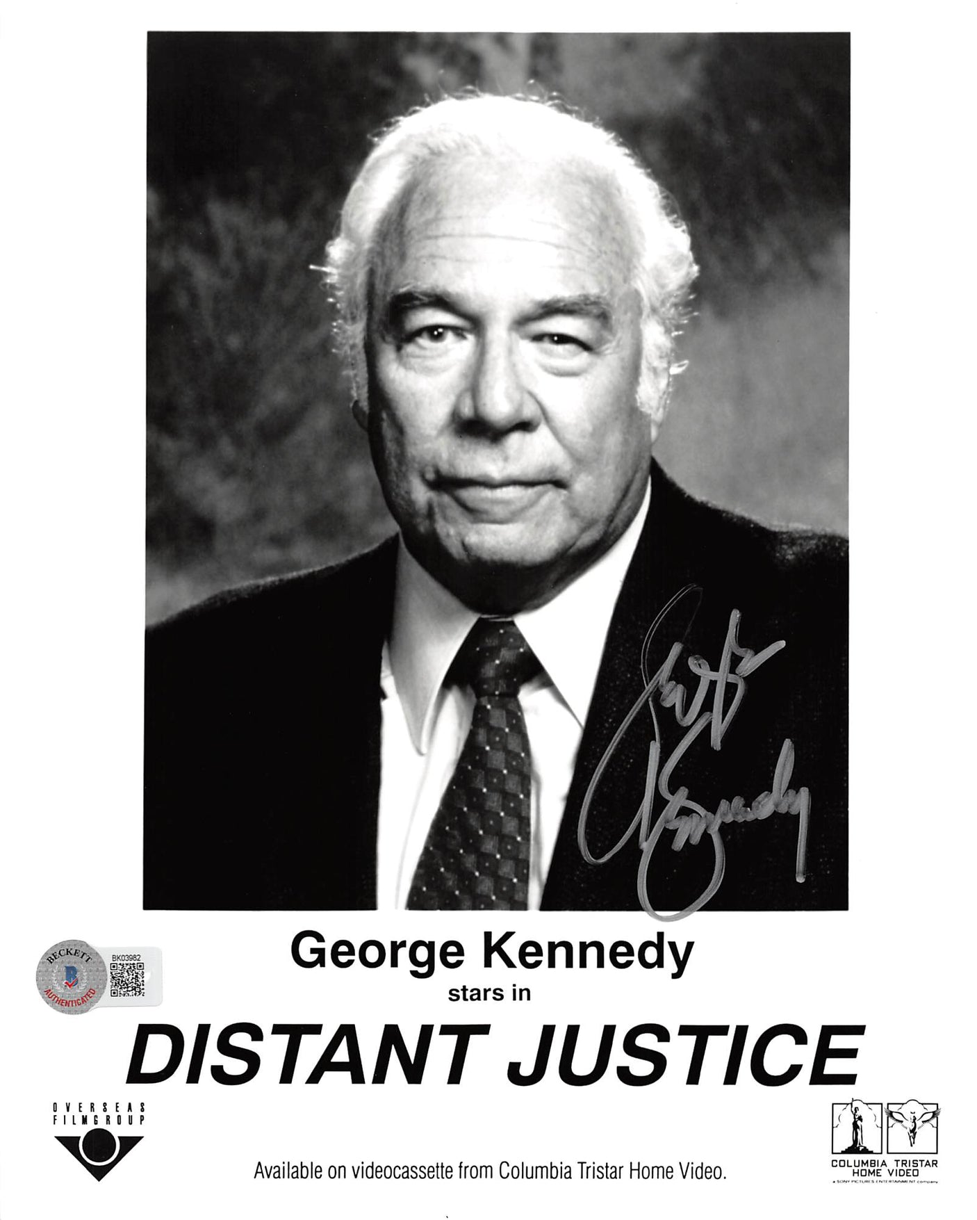 George Kennedy Distant Justice Authentic Signed 8x10 Photo BAS #BK03982