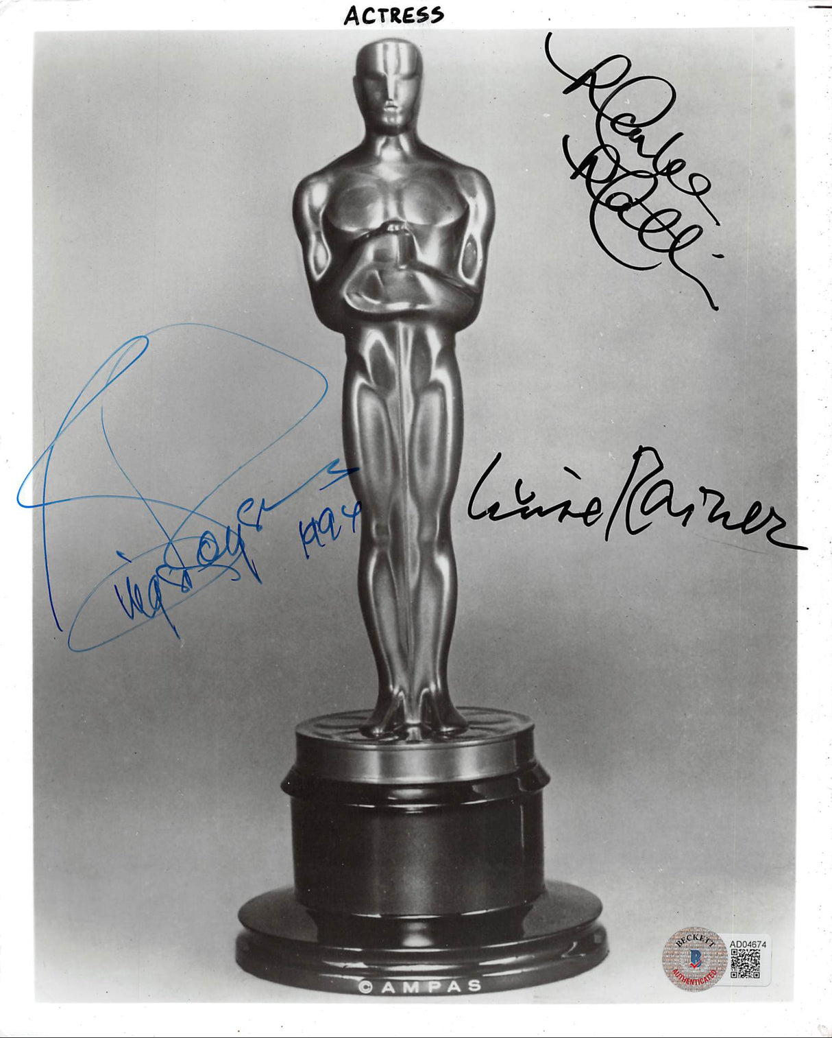 Oscar Winners (3) Matlin, Rogers & Rainer Signed 8x10 B&W Photo BAS #AD04674