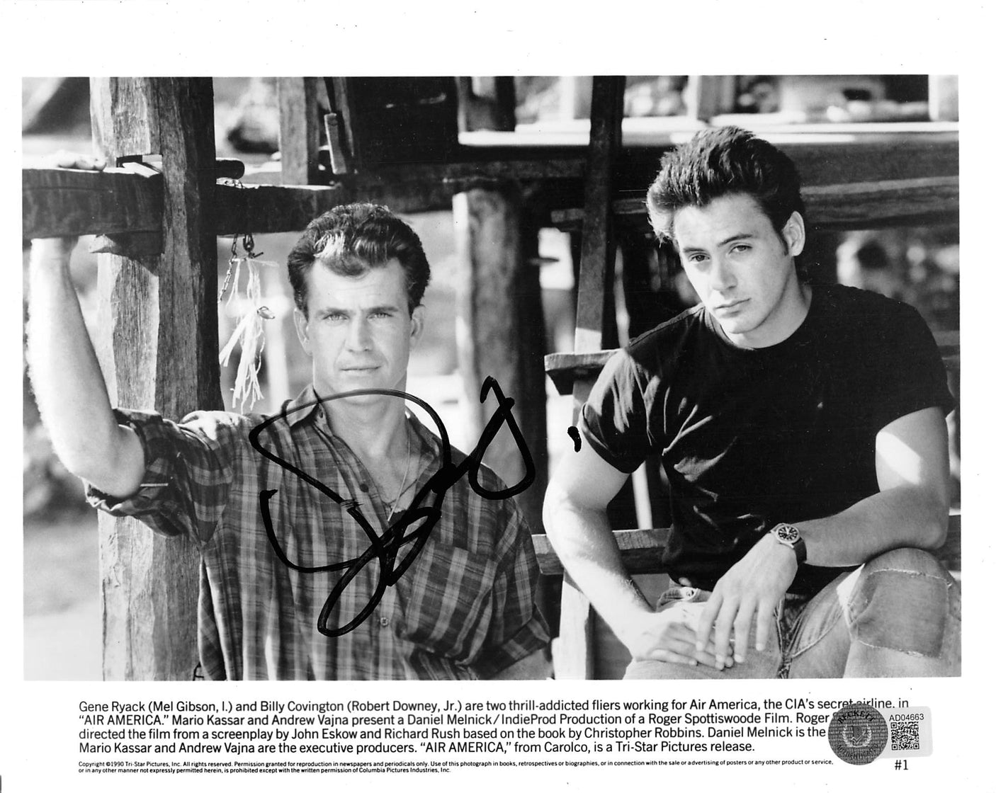 Robert Downey Jr. Air America Authentic Signed 8x10 B&W Photo BAS #AD04663