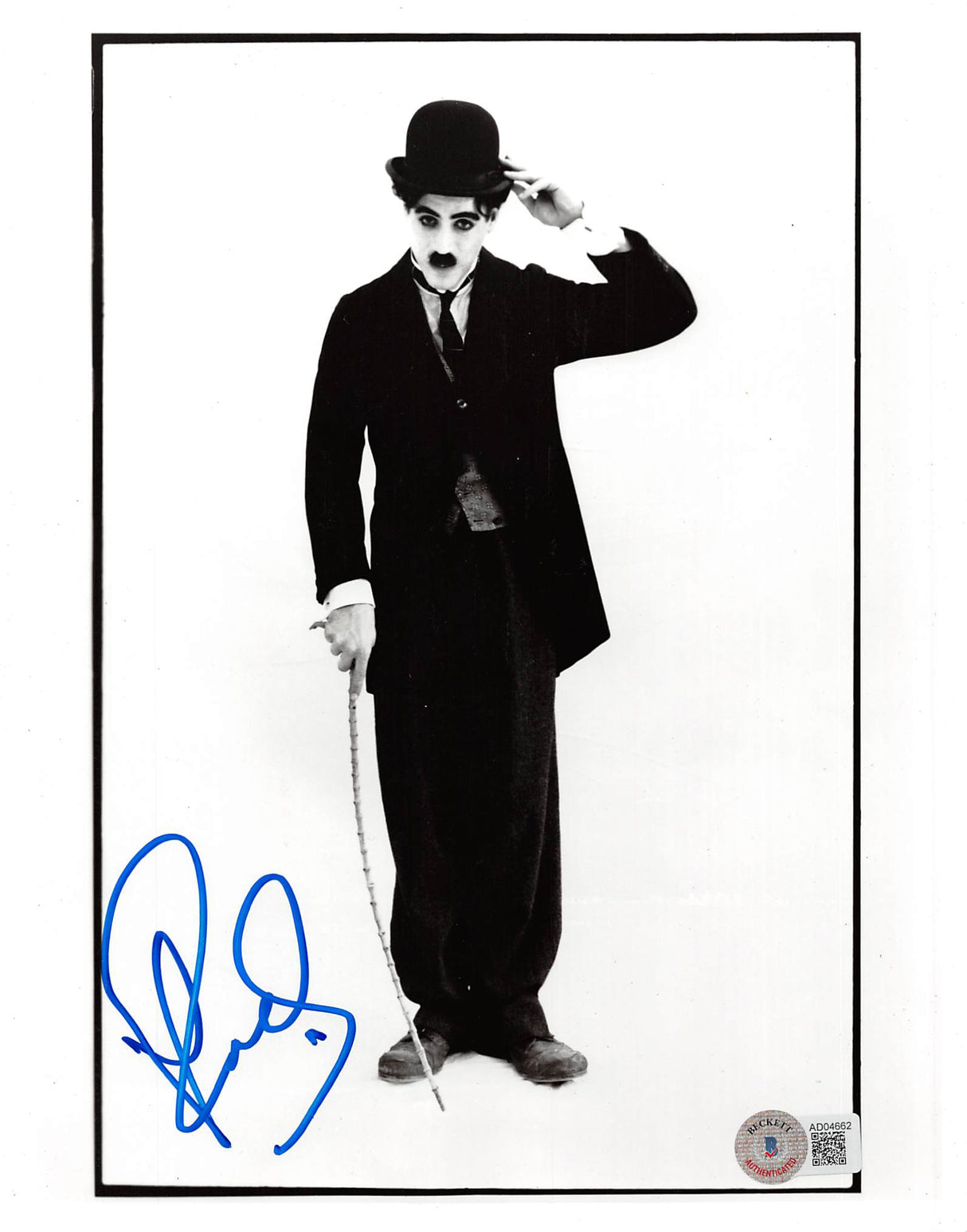 Robert Downey Jr. Chaplin Authentic Signed 8x10 Black & White Photo BAS #AD04662