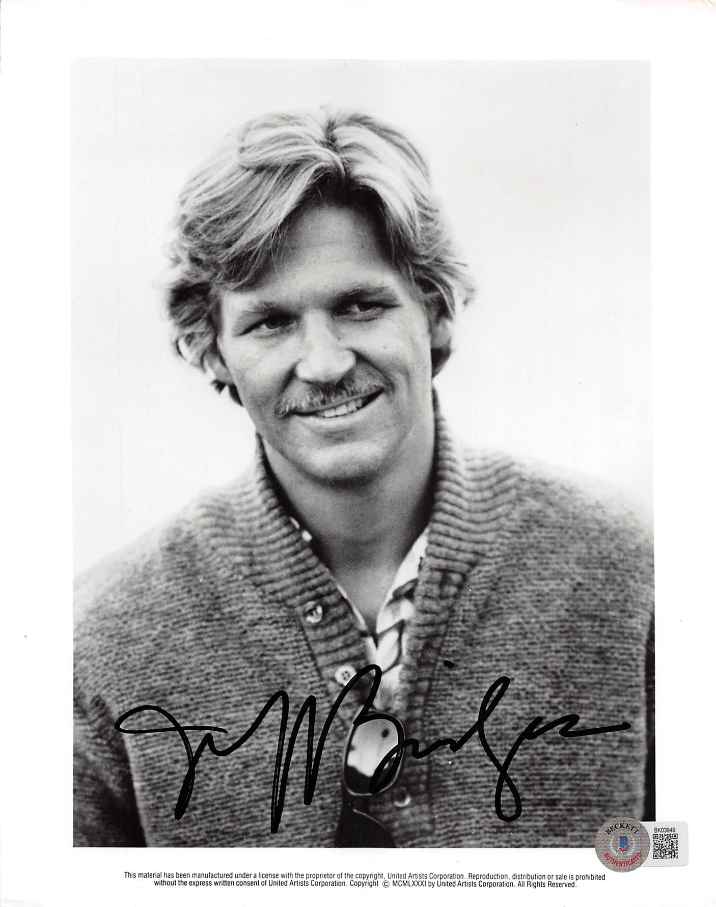 Jeff Bridges The Big Lebowski Authentic Signed 8x10 Photo BAS #BK03949