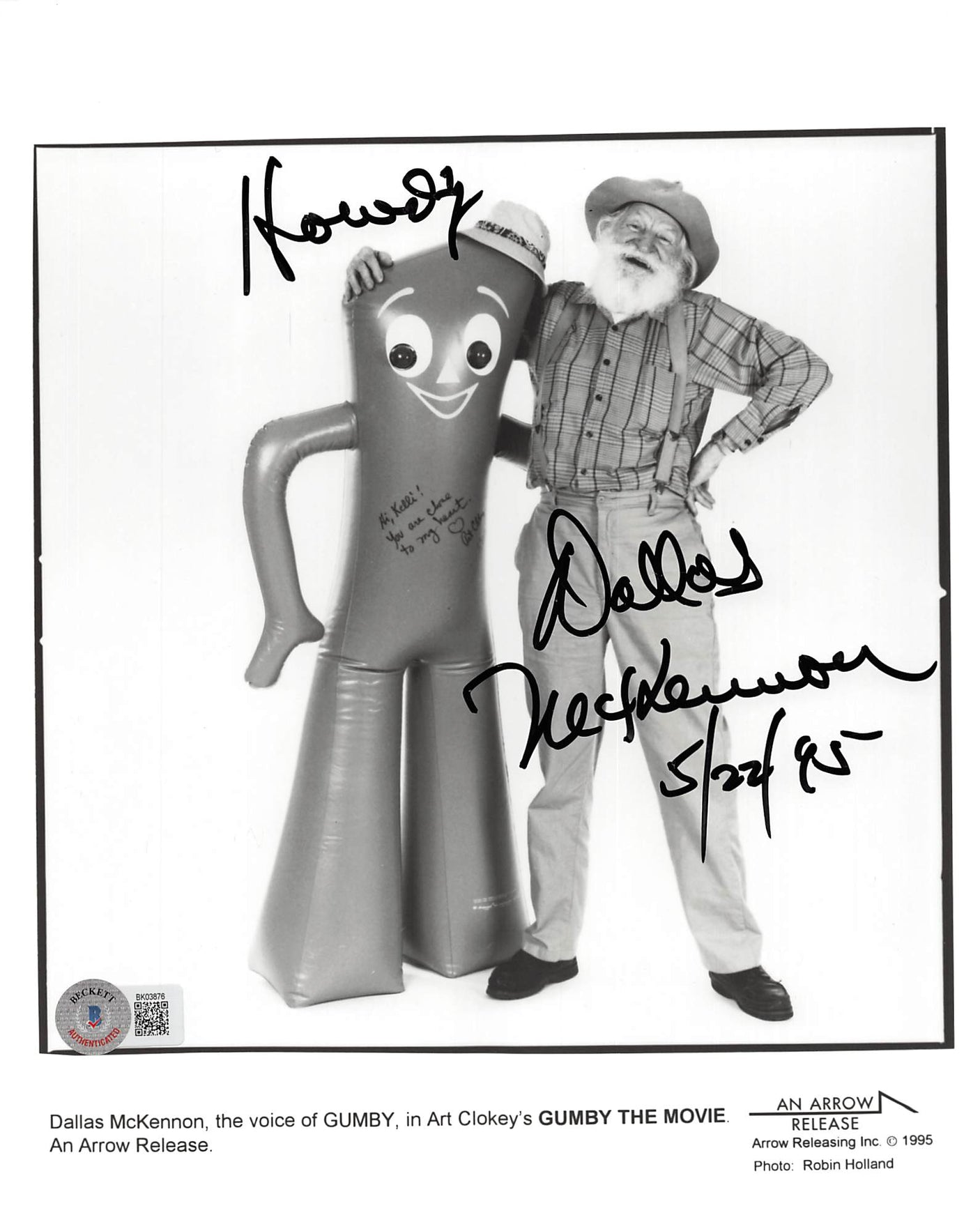 Dallas McKennon Gumby "Howdy" Authentic Signed 8x10 Photo BAS #BK03876
