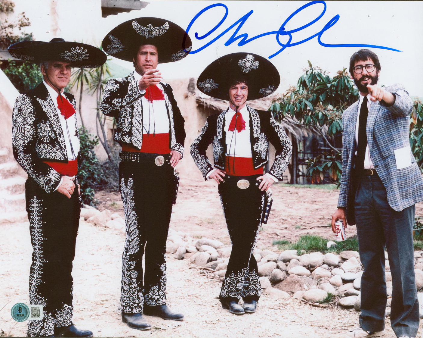 Chevy Chase Three Amigos! Signed 11x14 Photo w/ John Landis BAS Witnessed