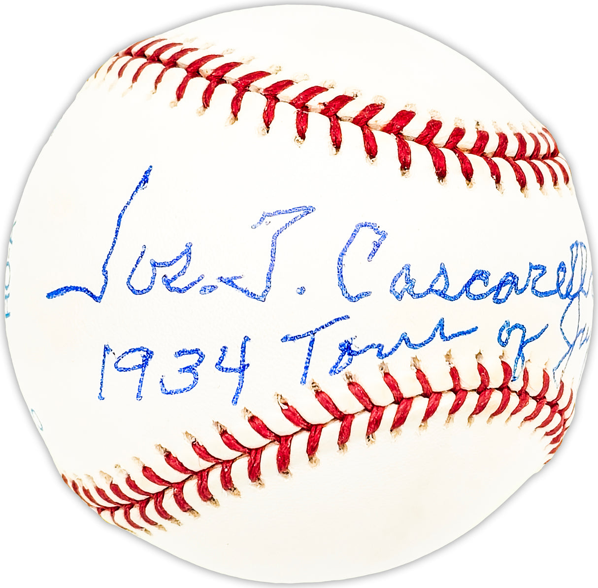 Joe Cascarella Autographed Official AL Baseball Boston Red Sox "1934 Tour of Japan" Beckett BAS QR #BM25289