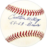 Carlton Willey Autographed Official MLB Baseball Milwaukee Braves "58-62 Braves" Beckett BAS QR #BM25946