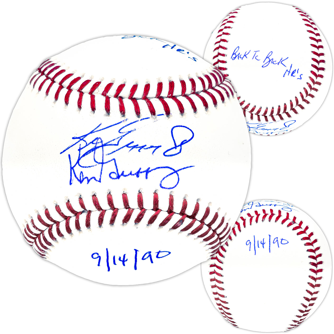 Ken Griffey Jr. & Ken Griffey Sr. Autographed Official MLB Baseball Seattle Mariners "Back To Back HR 9/14/90" Beckett BAS Witness Stock #230129