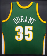 Seattle Supersonics Kevin Durant Autographed Framed Green Authentic Mitchell & Ness HWC Swingman 2007-08 Jersey Beckett BAS QR Stock #234600