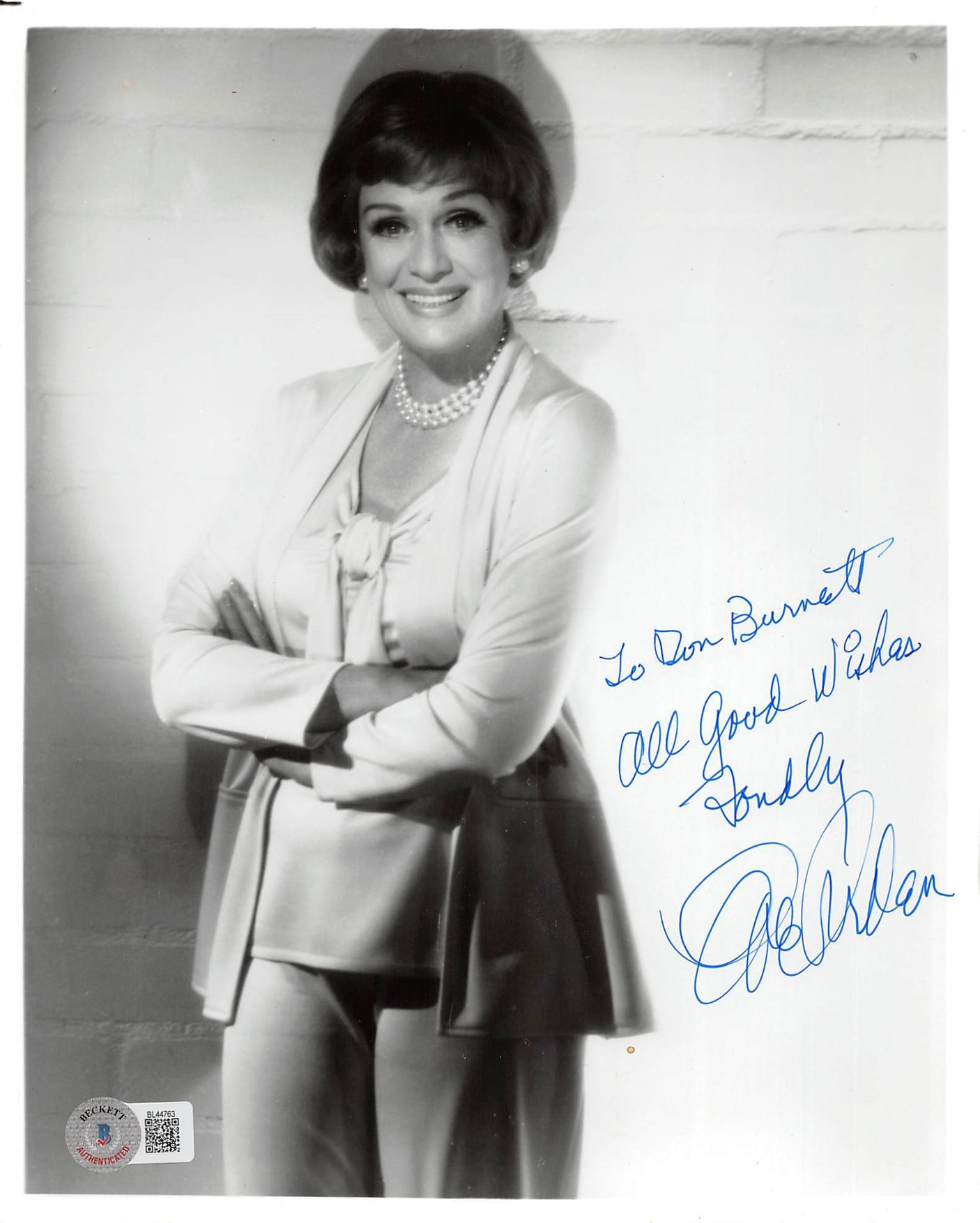 Eve Arden Our Miss Brooks "All Good Wishes" Signed 8x10 Photo BAS #BL44763