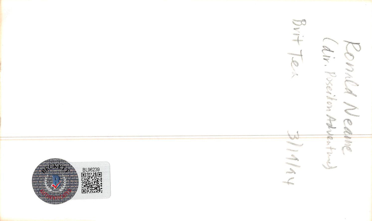 Ronald Neame The Poseidon Adventure "1994" Signed 3x5 Index Card BAS #BL96239