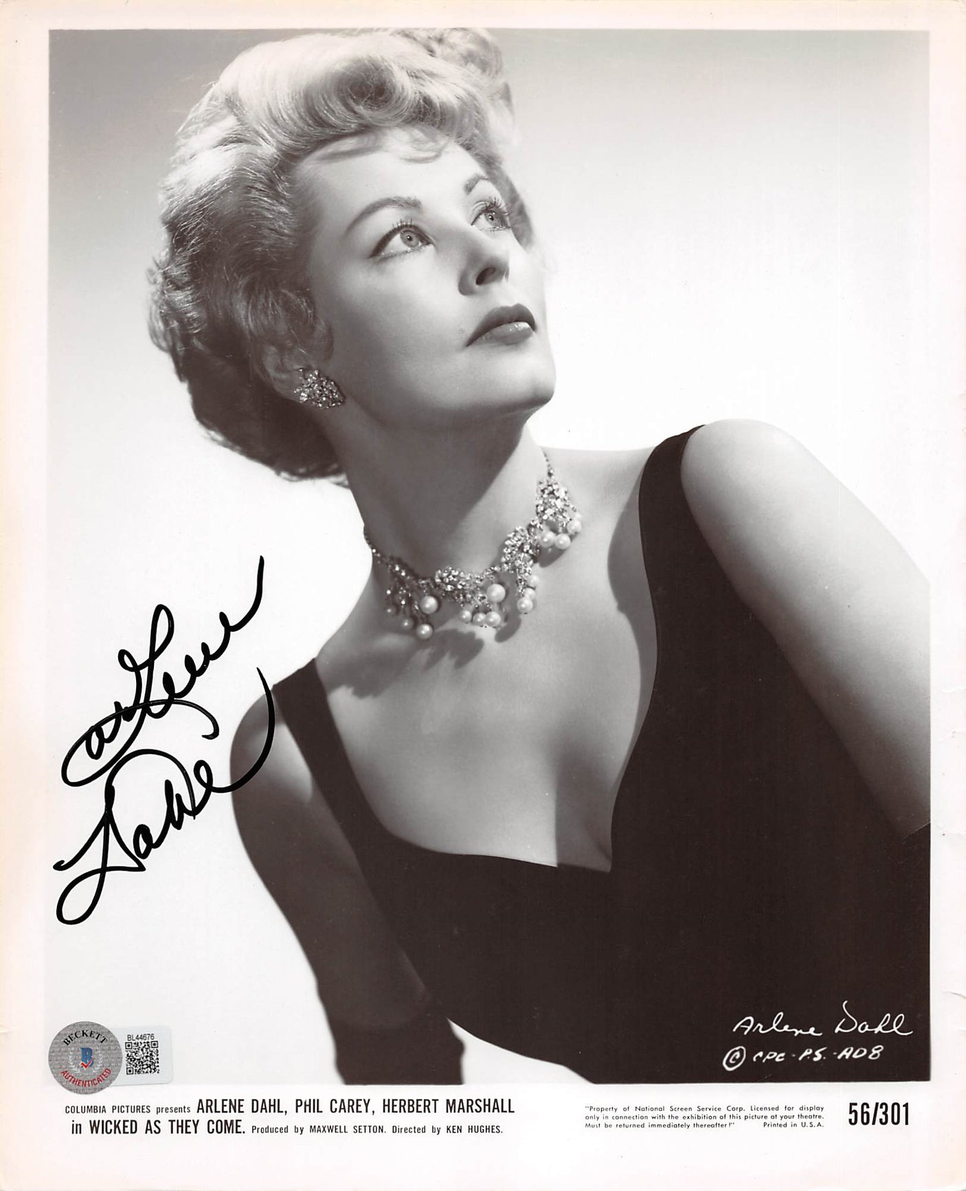 Arlene Dahl Wicked as They Come Authentic Signed 8x10 Photo BAS #BL44676