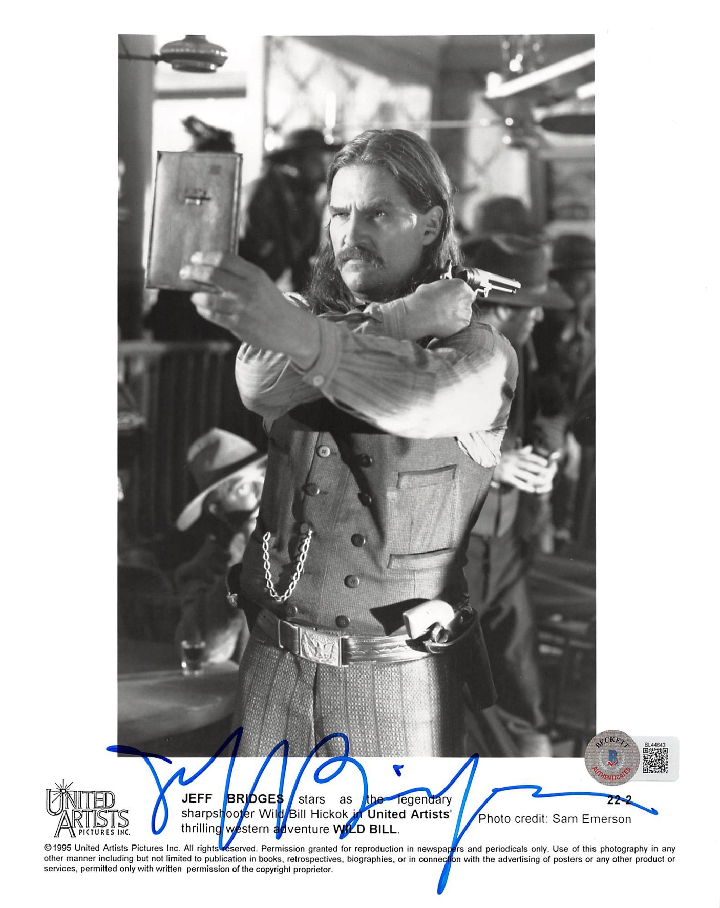 Jeff Bridges Wild Bill Authentic Signed 8x10 Photo Autographed BAS #BL44643