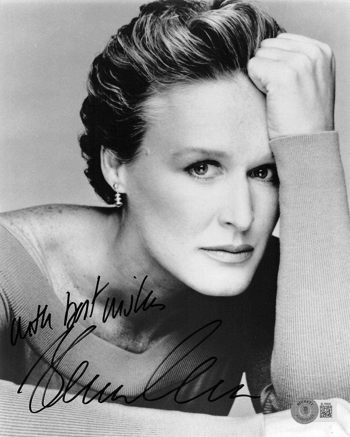 Glenn Close Fatal Attraction "With Best Wishes" Signed 8x10 Photo BAS #BL76500