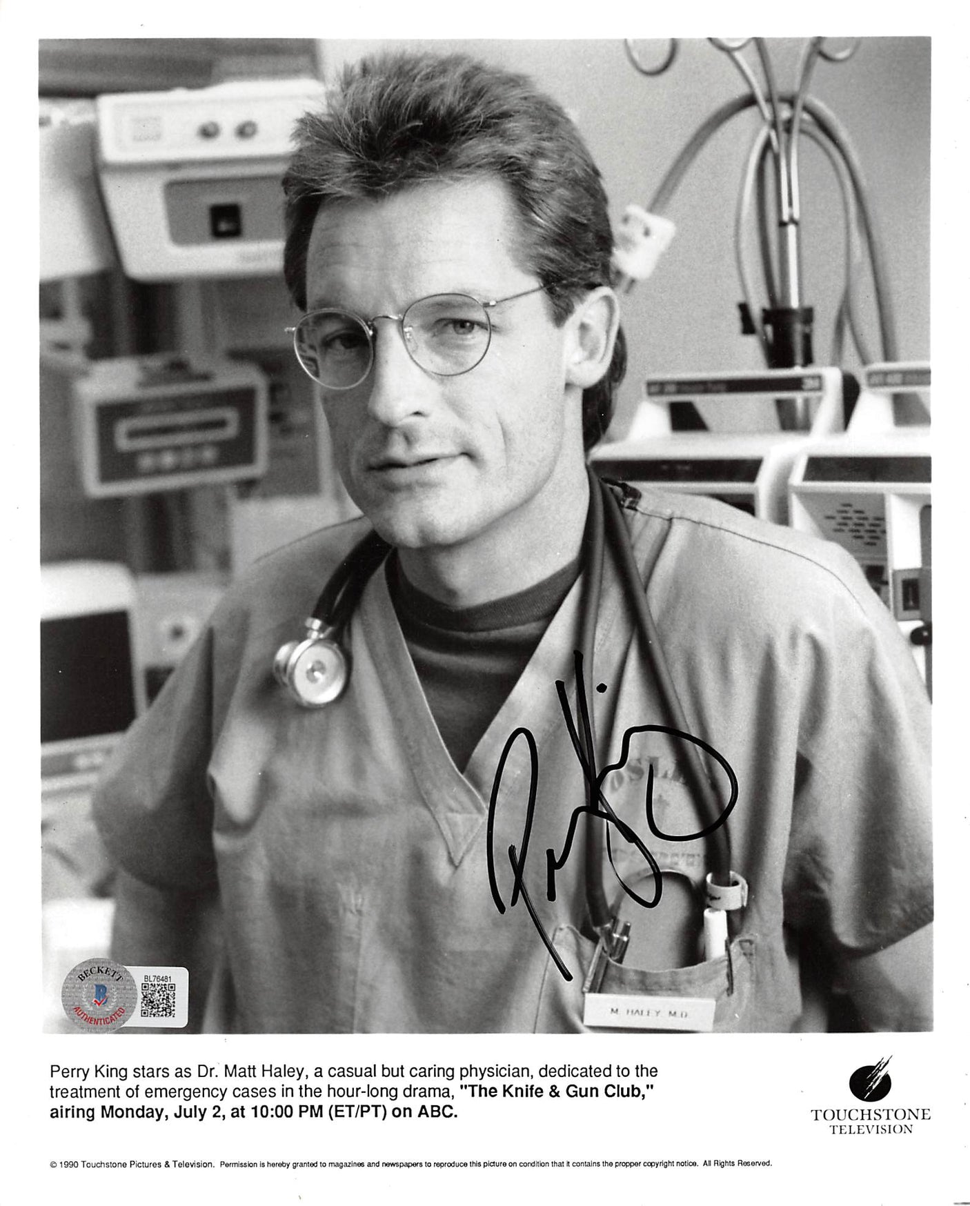 Perry King The Knife and Gun Club Authentic Signed 8x10 Photo BAS #BL76481