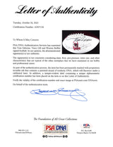 Warren Buffett, Tom Osborne & VInce Gill Signed White Panel Logo Football PSA