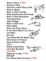AC/DC (5) Young, Slade, Williams, Young & Rose Signed 2016 Tour Setlist BAS COA