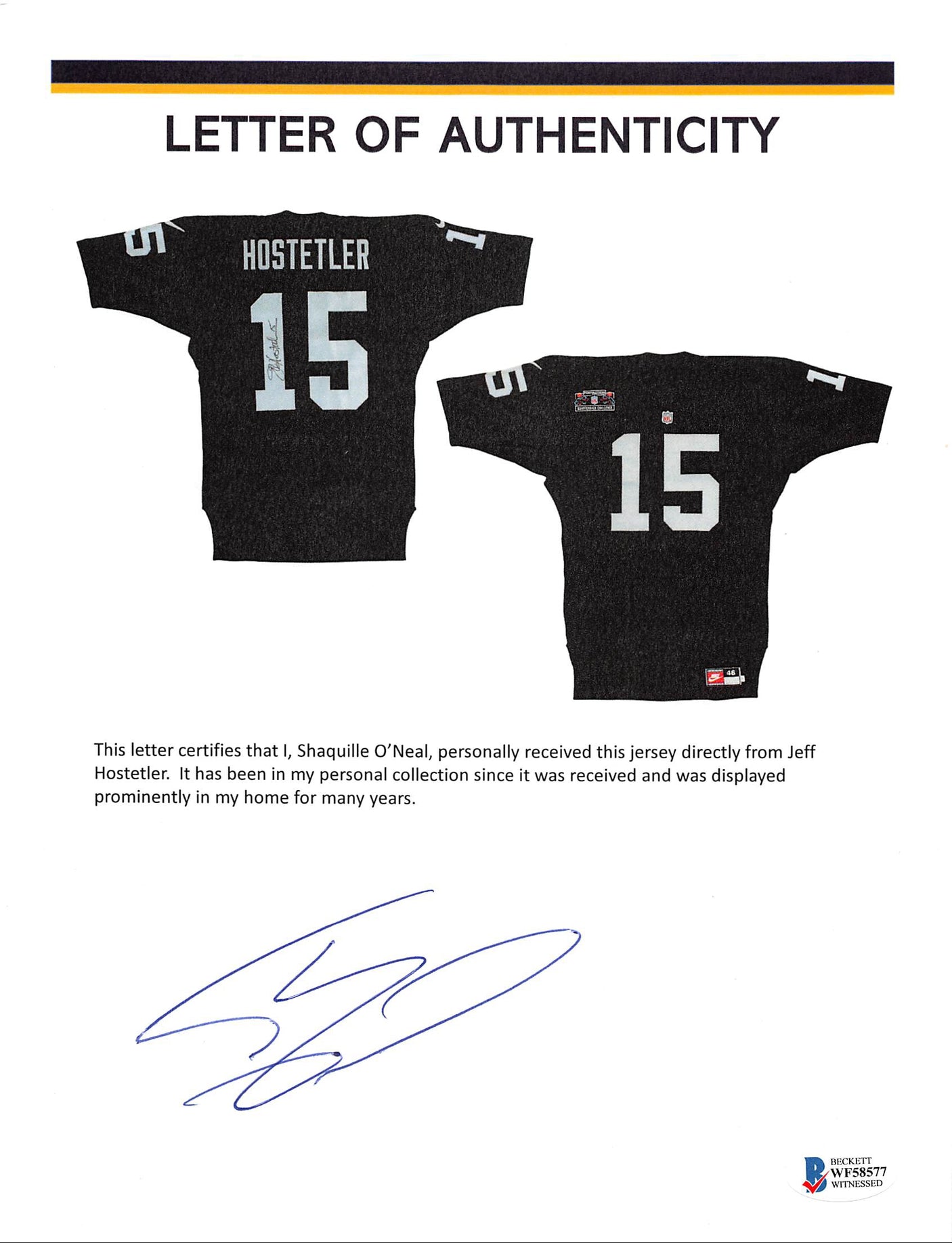 Raiders Jeff Hostetler Signed 1993 QB Challenge Worn Black Nike Jersey BAS