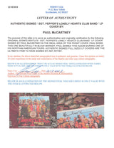 Paul McCartney Beatles Signed Sgt. Pepper's Album Cover W/ Vinyl JSA #YY56740