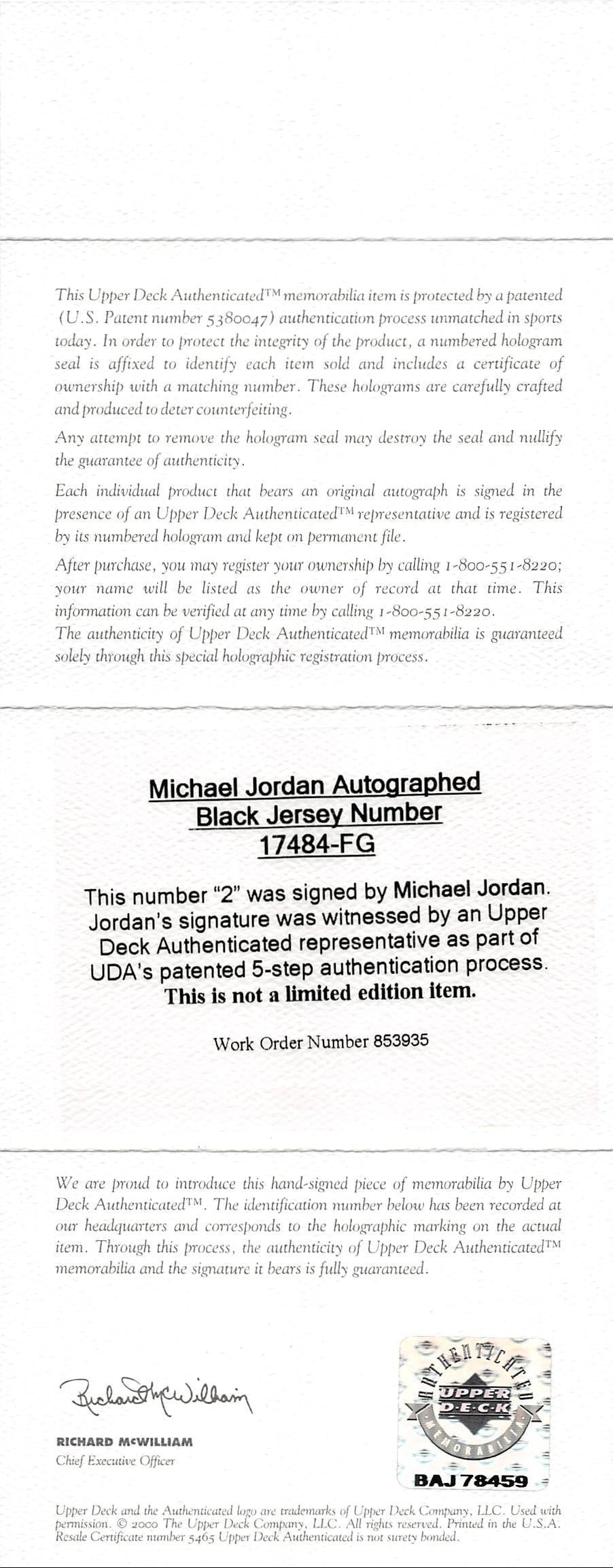 Bulls Michael Jordan Signed 97-98 Red M&N HWC Authentic Jersey UDA #BAJ78459