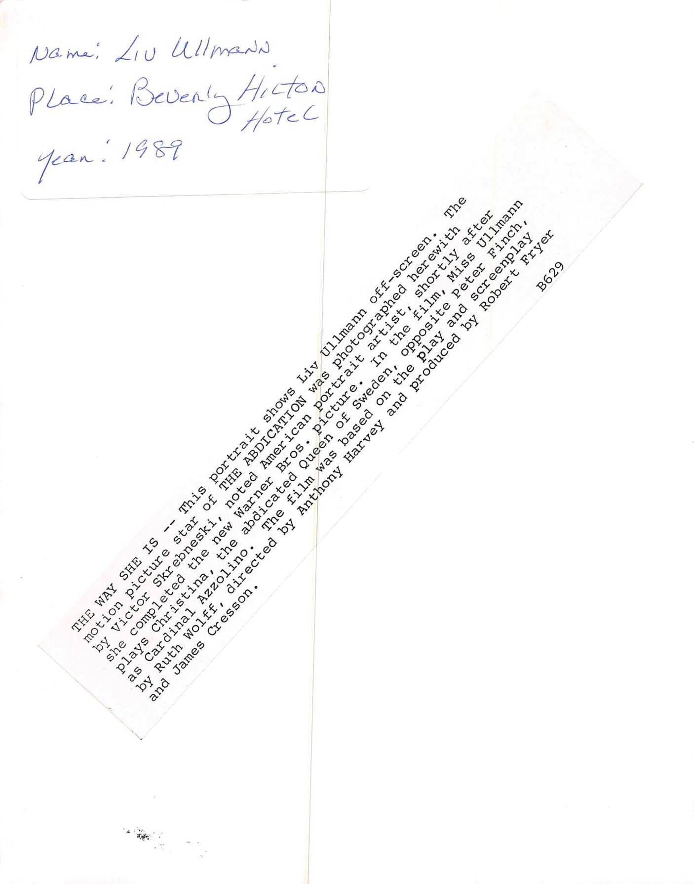 Liv Ullmann The Abdication Authentic Signed 8x10 Photo Autographed BAS #BN29114