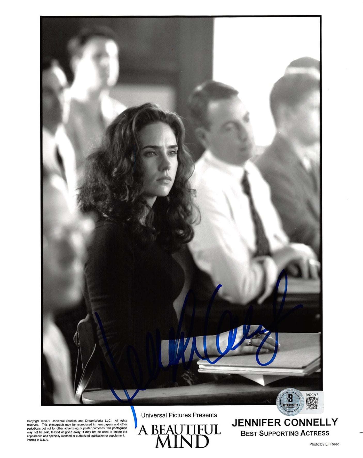 Jennifer Connelly A Beautiful Mind Authentic Signed 8x10 Photo BAS #BN29247