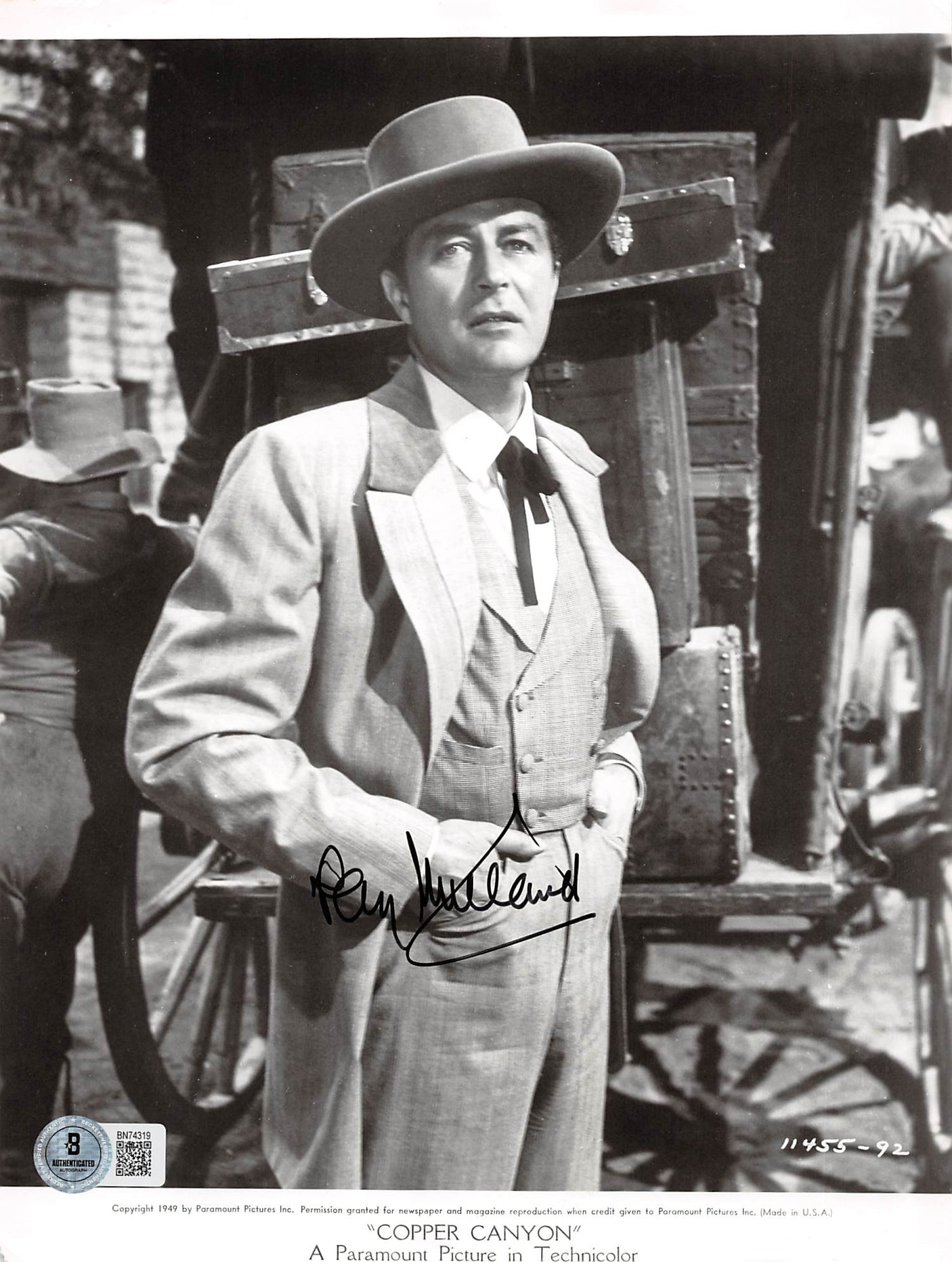 Ray Milland Copper Canyon Authentic Signed 7.5x10 Photo Autographed BAS #BN74319